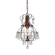 Jojospring Brushed Oak 1-light Teardrop Crystal Chandelier