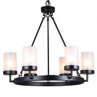 Jojospring Eliana 6-light Black Linear Glass Globe Chandelier