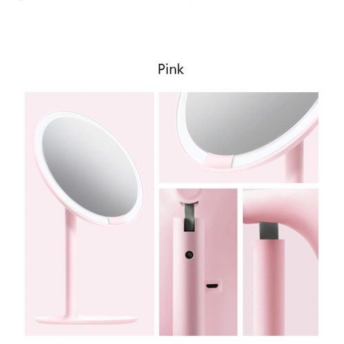  Jokeagliey Desktop Vanity Mirror, LED Adjustable Brightness, Portable Folding Tabletop Mirror, for Women,White