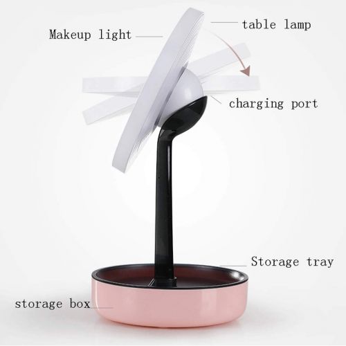  Jokeagliey Led with Light Fill Light. Magnifying Glass Portable Desktop Vanity Mirror Luminous Night Light Mirror,A