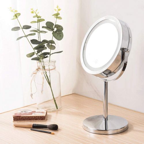  Jokeagliey Desktop Double-Sided Led Makeup Mirror Desktop Hd Fill Lens, 5X, 7X, 10X Female Beauty Magnifying Glass with Light,10x