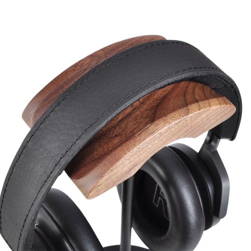  Aluminum Black Wood Headphone Stand Rack - Jokitech Walnut Headset Hanger Accessory compatible with logitech razer Shure Gaming DJ earphones for Desktop Organization Display