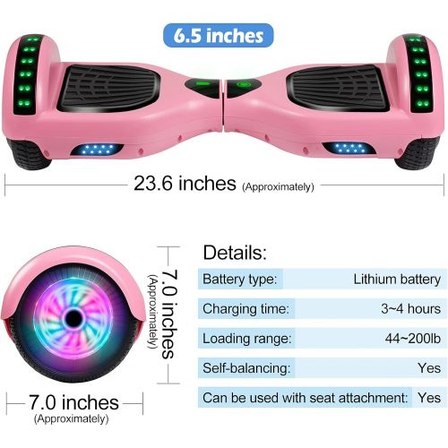  JOLEGE Hoverboard, 6.5 Two-Wheel Self Balancing Hoverboards - LED Light Wheel Scooter for Kids