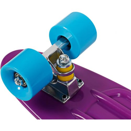  jolege Mini Cruiser, Complete Skateboard, 22 Inch Plastic Skateboard with Colorful Light Wheels for Kids Beginners