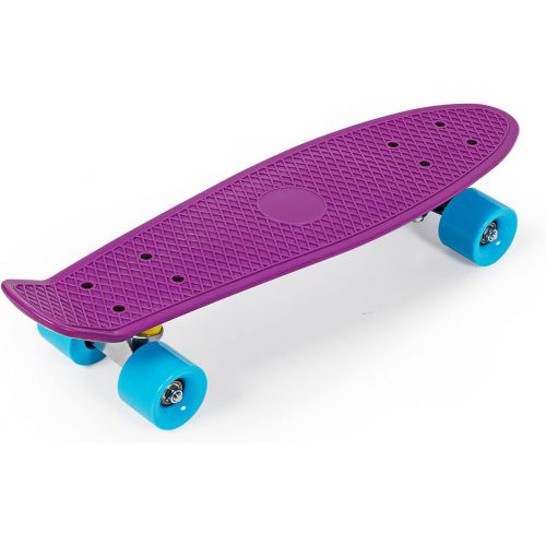  jolege Mini Cruiser, Complete Skateboard, 22 Inch Plastic Skateboard with Colorful Light Wheels for Kids Beginners