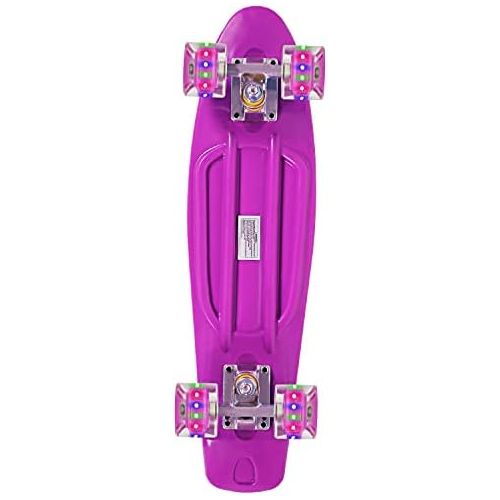  jolege Mini Cruiser, Complete Skateboard, 22 Inch Plastic Skateboard with Colorful Light Wheels for Kids Beginners