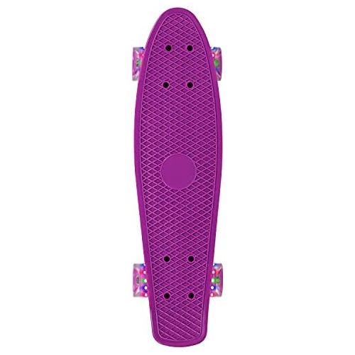 jolege Mini Cruiser, Complete Skateboard, 22 Inch Plastic Skateboard with Colorful Light Wheels for Kids Beginners