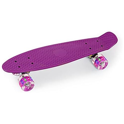  jolege Mini Cruiser, Complete Skateboard, 22 Inch Plastic Skateboard with Colorful Light Wheels for Kids Beginners