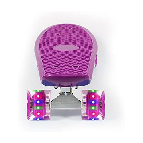  jolege Mini Cruiser, Complete Skateboard, 22 Inch Plastic Skateboard with Colorful Light Wheels for Kids Beginners