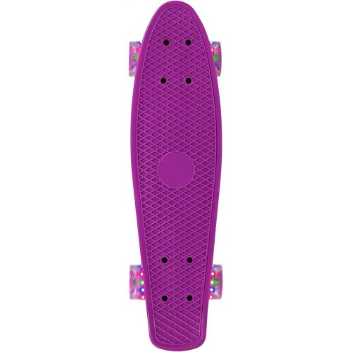  jolege Mini Cruiser, Complete Skateboard, 22 Inch Plastic Skateboard with Colorful Light Wheels for Kids Beginners