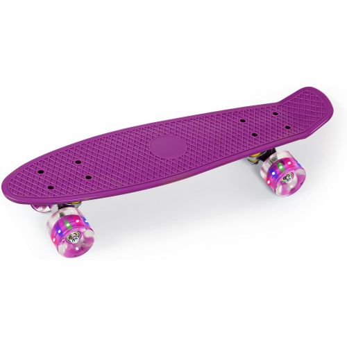  jolege Mini Cruiser, Complete Skateboard, 22 Inch Plastic Skateboard with Colorful Light Wheels for Kids Beginners