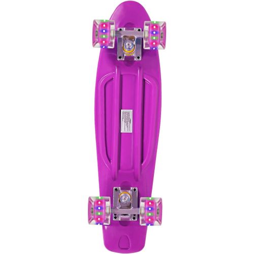  jolege Mini Cruiser, Complete Skateboard, 22 Inch Plastic Skateboard with Colorful Light Wheels for Kids Beginners