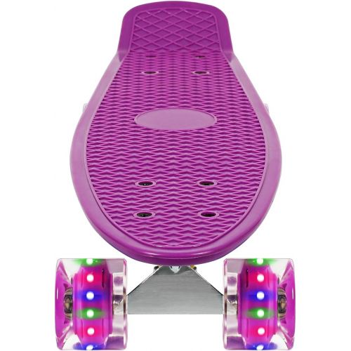  jolege Mini Cruiser, Complete Skateboard, 22 Inch Plastic Skateboard with Colorful Light Wheels for Kids Beginners