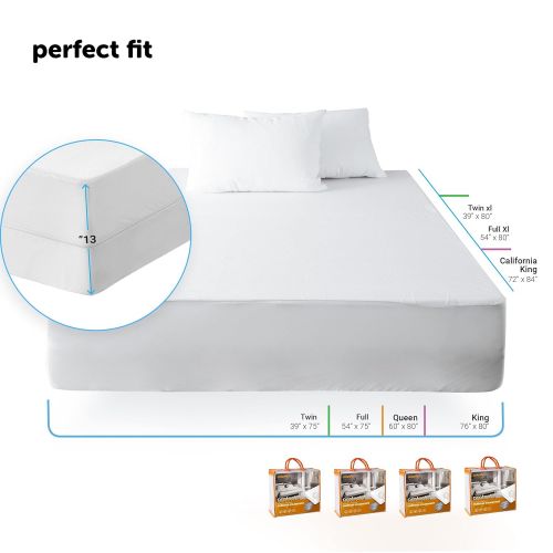  Joluzzy joluzzy Zippered Mattress Protector - 100% Bed Bug Proof/Waterproof Six-Sided Mattress Encasement - Cotton Terry, Breathable, Noiseless, Hypoallergenic, Vinyl-Free, Queen Size