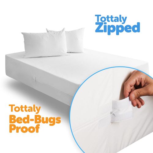  Joluzzy joluzzy Zippered Mattress Protector - 100% Bed Bug Proof/Waterproof Six-Sided Mattress Encasement - Cotton Terry, Breathable, Noiseless, Hypoallergenic, Vinyl-Free, Twin Size