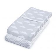 [아마존베스트]Jomolly Leakproof Changing Pad Covers, 2 Pack Cloud & Chevron, Fitted Soft Cotton Sheets