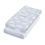 [아마존베스트]Jomolly Changing Pad Cover, 2 Pack Unisex Clouds & Chevron, Fitted Soft Cotton Sheet