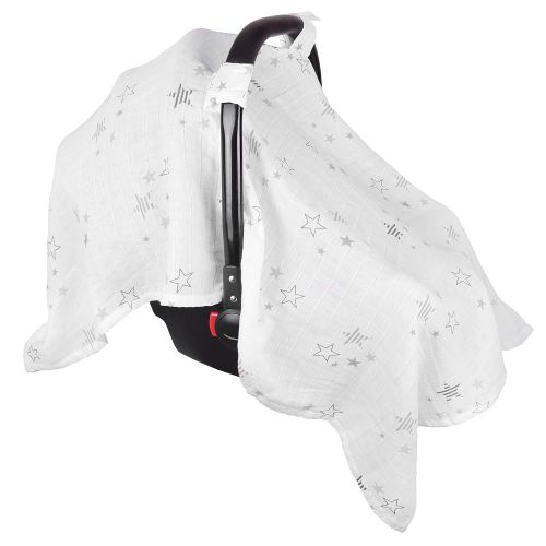  [아마존베스트]Jomolly Baby Car Seat Cover, Unisex Large Lightweight Breathable Cotton Muslin Canopy