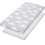 [아마존베스트]Jomolly Bassinet Sheets, 2 Pack Cloud & Chevron Fitted Soft Jersey Cotton Cradle Bedding