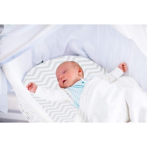  [아마존베스트]Jomolly Bassinet Sheets, 2 Pack Cloud & Chevron Fitted Soft Jersey Cotton Cradle Bedding