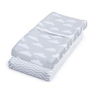 Jomolly Leakproof Changing Pad Covers, 2 Pack Cloud & Chevron, Fitted Cotton Table Sheet