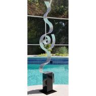 JonAllenMetalArt Large Silver Contemporary Metal Sculpture, Outdoor Abstract Garden Art, Modern Metal Decor - Looking Forward by Jon Allen