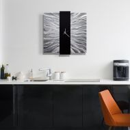 JonAllenMetalArt Silver & Black Modern Metal Wall Clock Contemporary Functional Art, Etched Timepiece - Elegant Mechanism by Jon Allen