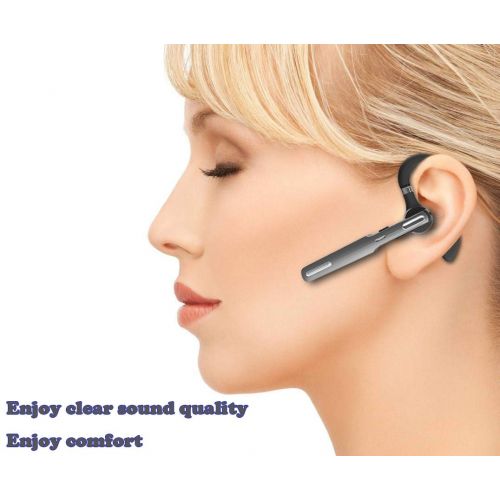  Jonphy Bluetooth Headset,Wireless Earbuds Hands Free V4.2 Earpiece with Microphone Noise Cancelling Headphone with Mute Function for BusinessOfficeDriving Pair with iOS&Android