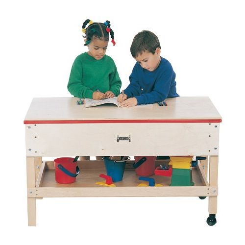  Jonti-Craft Jonti- Craft Wooden Toddler Classroom Game Play Multi-function Sensory Activity Table With Shelf Rectangle