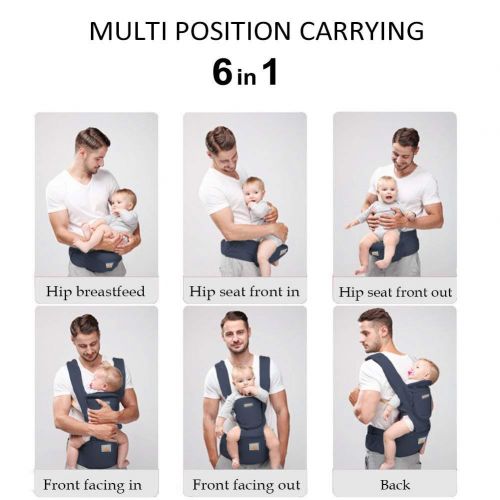  JooBebe Baby Carrier 6 in 1 Usage Front Back Infant Carrier, Soft Shoulder Strap Hip Seat Pad, 360...