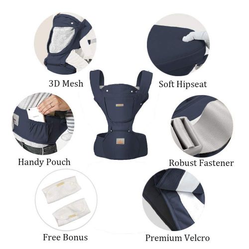  JooBebe Baby Carrier 6 in 1 Usage Front Back Infant Carrier, Soft Shoulder Strap Hip Seat Pad, 360...