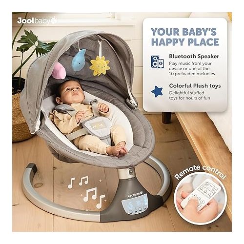  Nova Baby Swing for Newborns - Electric Motorized Infant Swing, Bluetooth Music, 10 Preset Melodies, Remote (2024 Model) - Jool Baby