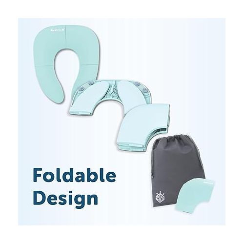  Jool Baby Folding Travel Potty Seat for Toddlers, Fits Round & Oval Toilets, Non-Slip Suction Cups, Includes Free Travel Bag (Aqua)