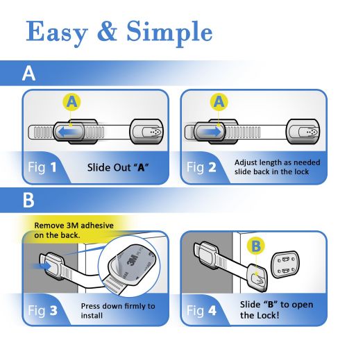  [아마존 핫딜] [아마존핫딜]Jool Baby Products Child Safety Strap Locks (4 Pack) for Fridge, Cabinets, Drawers, Dishwasher, Toilet, 3M Adhesive No Drilling - Jool Baby