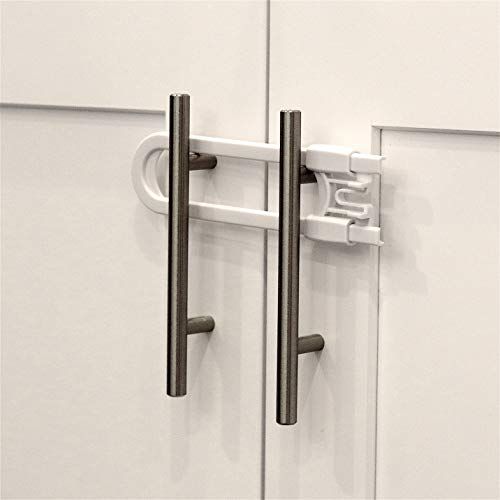  [아마존베스트]Jool Baby Products Child Safety Sliding Cabinet Locks (4 Pack) - Baby Proof Knobs, Handles, Doors - U Shape Sliding Safety Latch Lock by Jool Baby