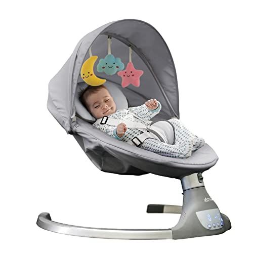  Nova Baby Swing for Infants - Motorized Portable Swing, Bluetooth Music Speaker with 10 Preset Lullabies, Remote Control, Gray - Jool Baby Products