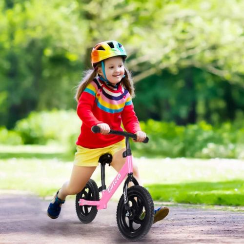  Joolihome Balance Bike for 2,3,4 Years Old,Stride Walking Bike No Pedal Bicycle with Adjustable Handlebar and Seat,red/Pink/Black/Blue