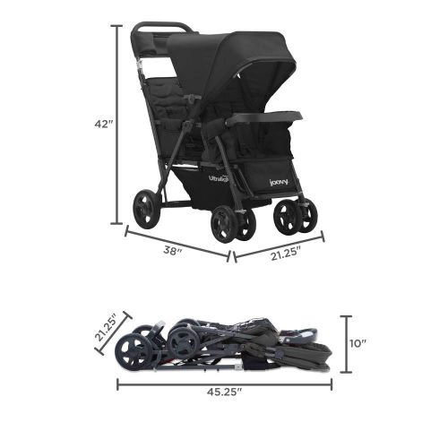  [아마존베스트]Joovy JOOVY Caboose Too Ultralight Graphite Stand-On Tandem Stroller, Black