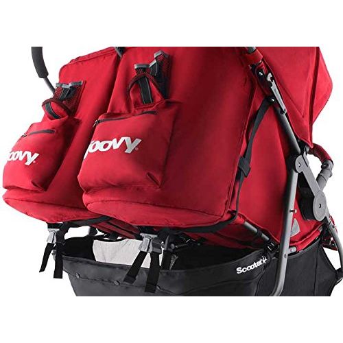  Joovy Premium Double Tandem Side By Side Baby Stroller, Umbrella (32 Pounds) For Infants, Toddlers And Kids, Red Color + Free Strap-on Awesome(R) Hooks!