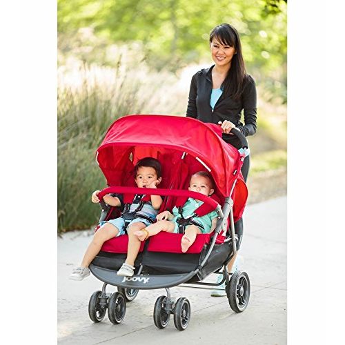  Joovy Premium Double Tandem Side By Side Baby Stroller, Umbrella (32 Pounds) For Infants, Toddlers And Kids, Red Color + Free Strap-on Awesome(R) Hooks!