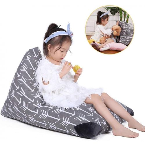  [아마존베스트]Jorbest Stuffed Animal Storage Bean Bag Chair for Kids and Adults. Premium Canvas Stuffie Seat - Cover ONLY (Grey with White Arrows 100L/26 Gal)