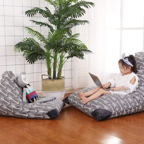  [아마존베스트]Jorbest Stuffed Animal Storage Bean Bag Chair for Kids and Adults. Premium Canvas Stuffie Seat - Cover ONLY (Grey with White Arrows 100L/26 Gal)