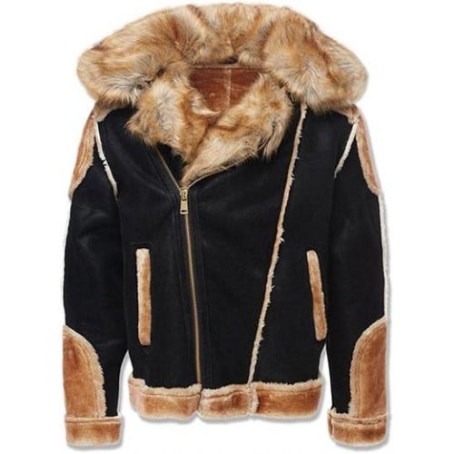 조던 Jordan Craig El Jefe Shearling Moto Jacket (Black Coffee)