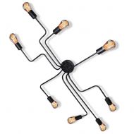 Jose2015 Industrial Ceiling Lights Black Metal Lighting Fixture Sputnik Semi Flush Mount Light Fixture Modern Chandelier 8 Light Hanging Wire Pendant E26 Bulb Socket For Kitchen Dining Room