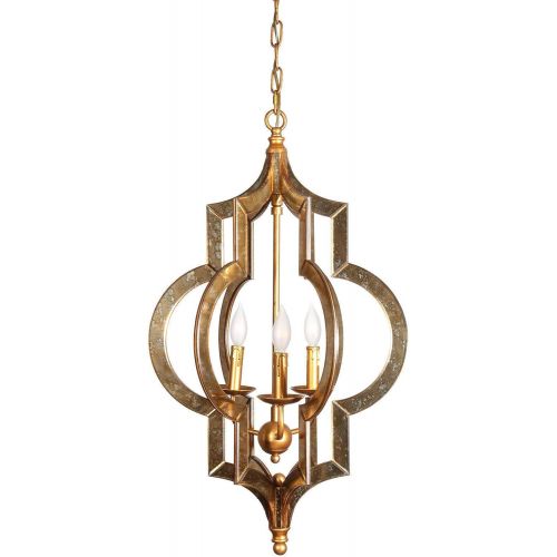 조셉 Joseph Allen Scratched Gold Leaf Mirror Chandelier