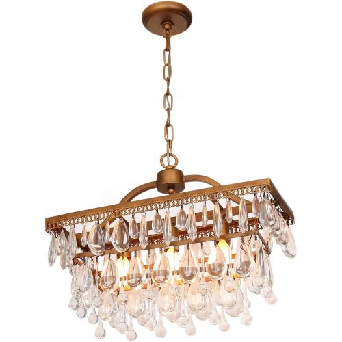 조셉 Joseph Allen Crystal Tear Drop Antique Gold Chandelier