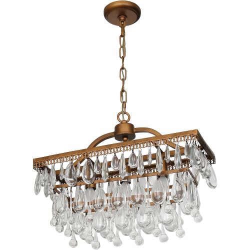 조셉 Joseph Allen Crystal Tear Drop Antique Gold Chandelier