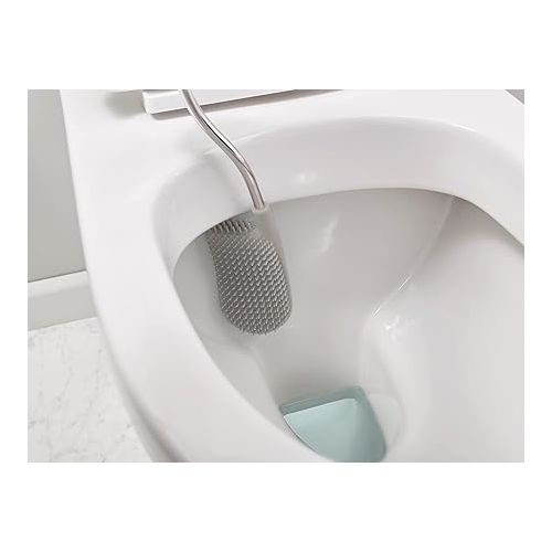 조셉조셉 Joseph Joseph Toilet Brush with Slim Holder Flexible Anti-Drip, Grey/White
