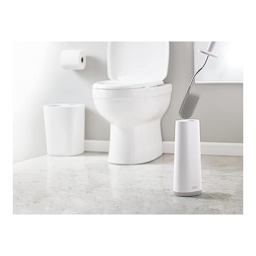 조셉조셉 Joseph Joseph Toilet Brush with Slim Holder Flexible Anti-Drip, Grey/White