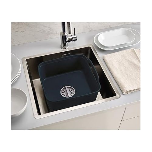 조셉조셉 Joseph Joseph Wash & Drain Kitchen Dish Tub Wash Basin with Handles and Draining Plug, 9 liters, Grey